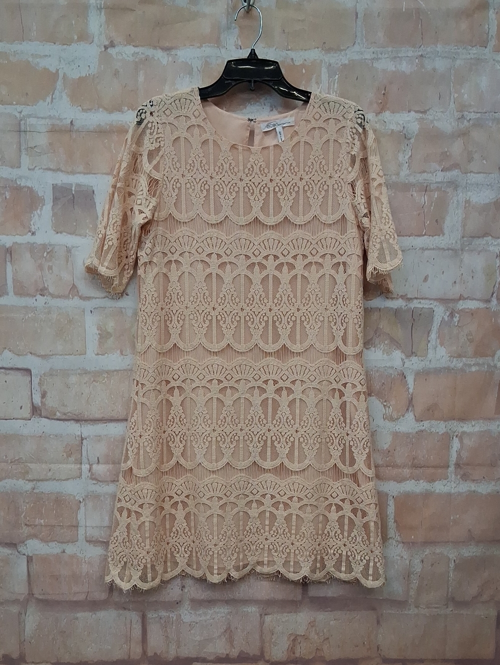 BCBGeneration Peach Lace Short Sleeve Shift Dress